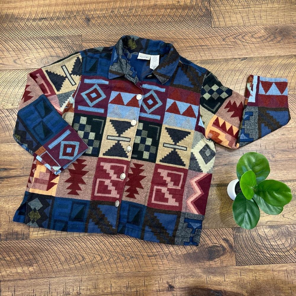 Monterey By Koret Xl Southweastern Vintage Button Up Shacket Shirt